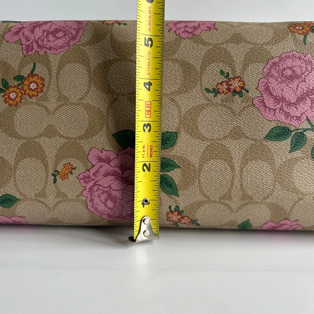 Coach Gallery Tote Signature Rose Print Khaki Pink Canvas Bag Excellent